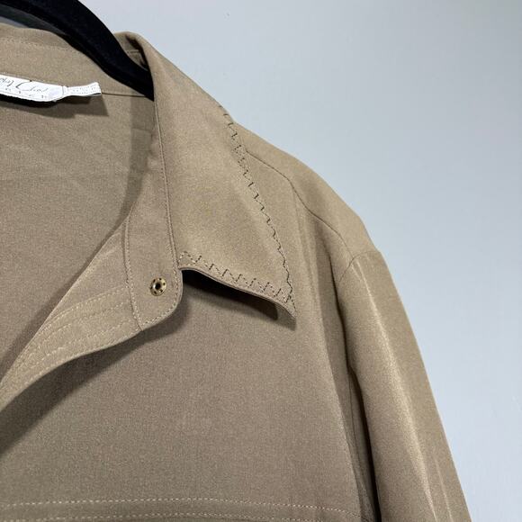 Kathy Che Women's Olive Green Military Style Studded Button Up Top - Size XL - Picture 2 of 6